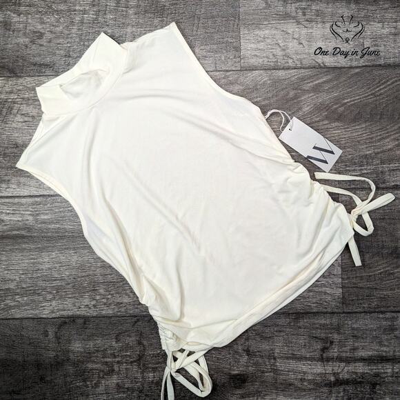 Worthington High Neck Sleeveless Ruched Side Top Size XS - Picture 1 of 3